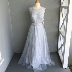 Mingda Gray Prom/Party Maxi Dress. NWT.